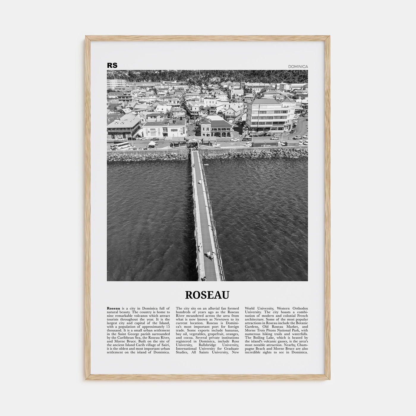 Roseau Travel B&W Poster