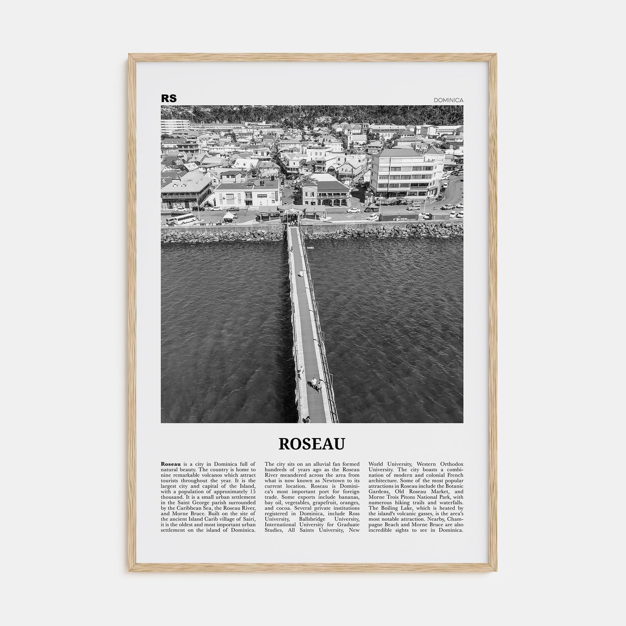 Roseau Travel B&W Poster