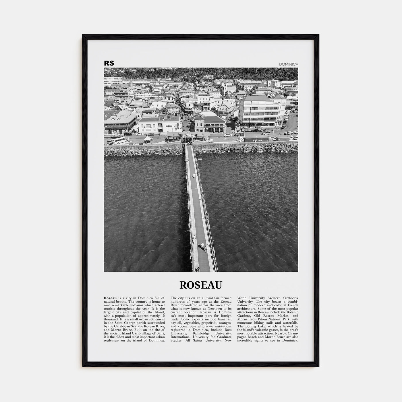 Roseau Travel B&W Poster