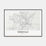 Roseville Map Landscape Poster