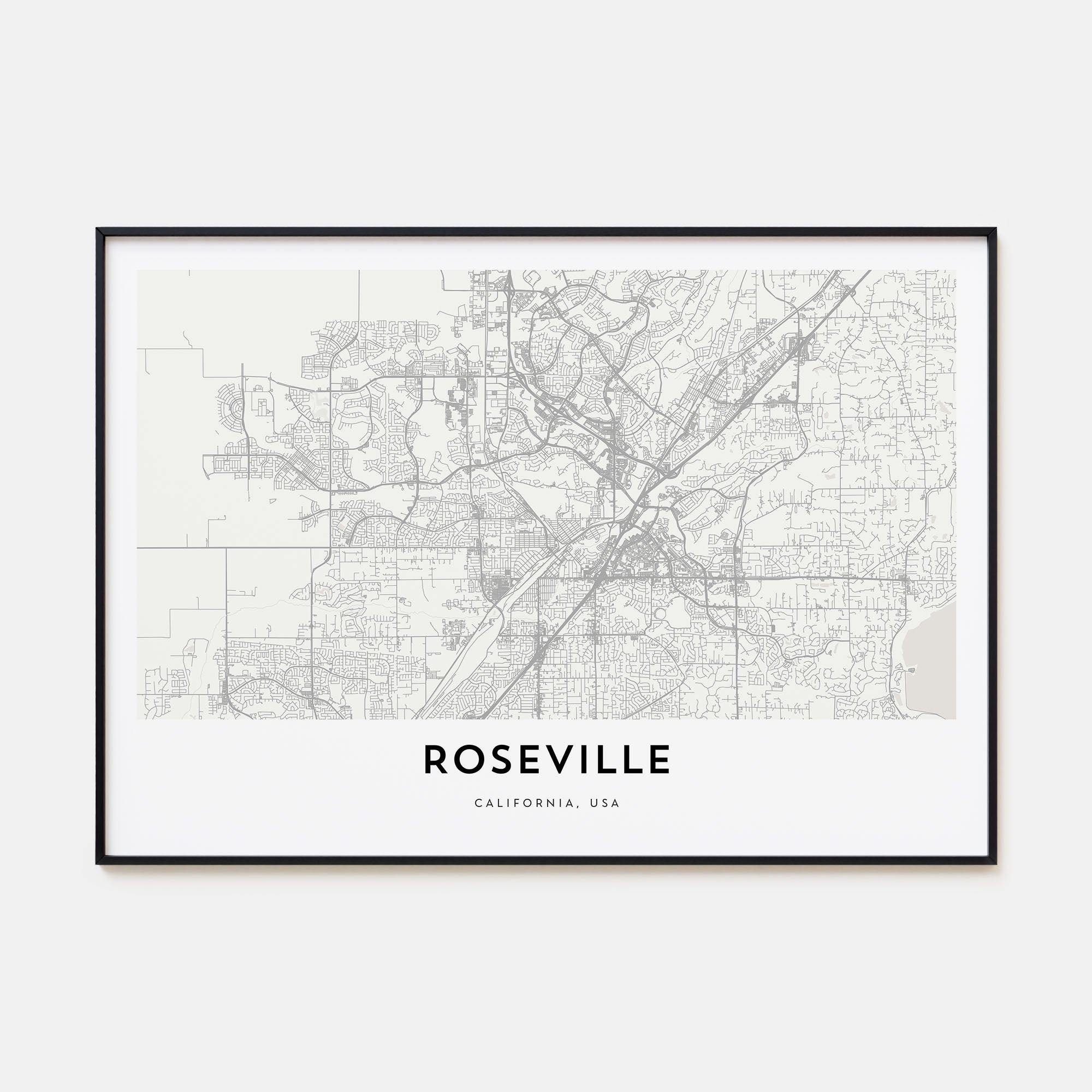 Roseville Map Landscape Poster
