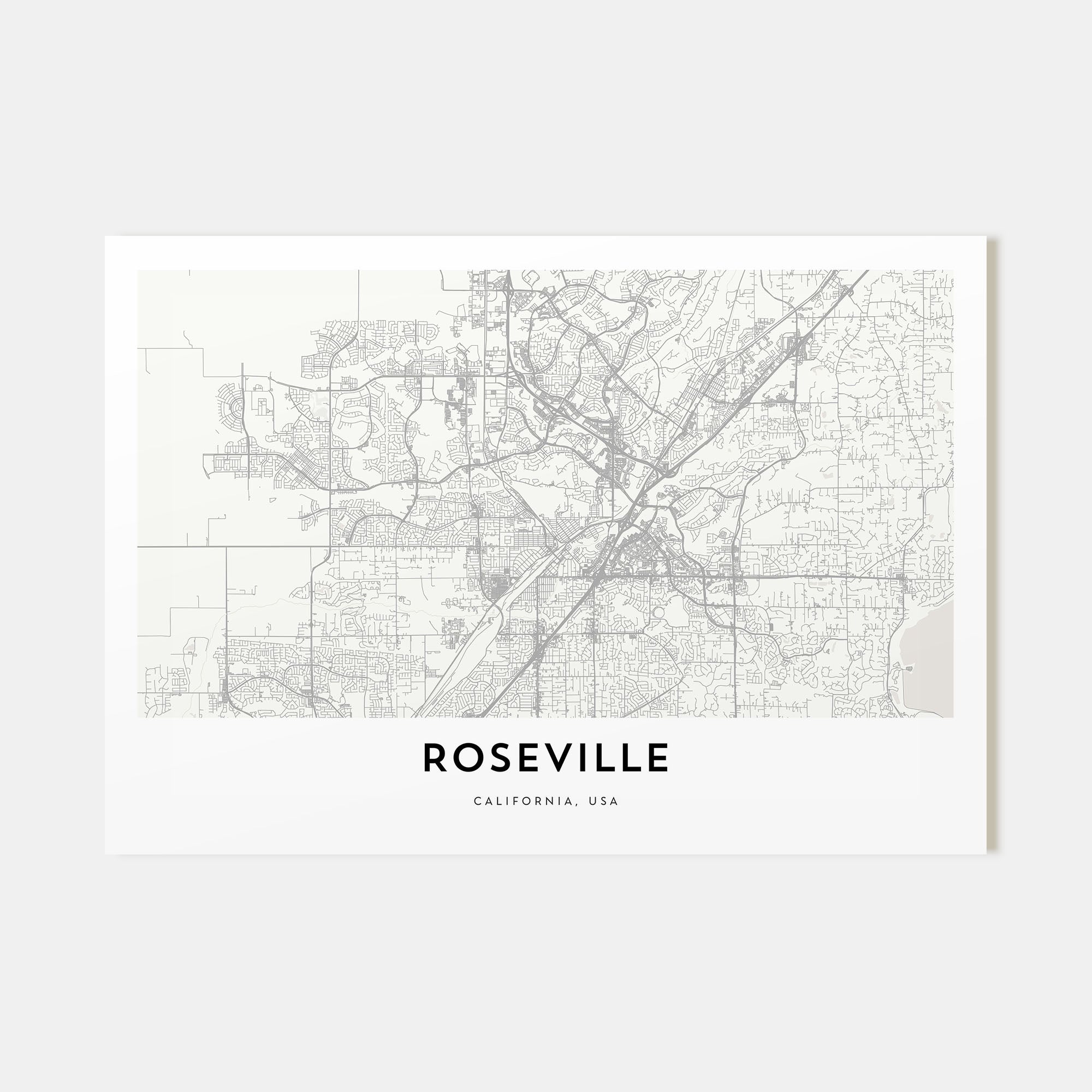 Roseville Map Landscape Poster