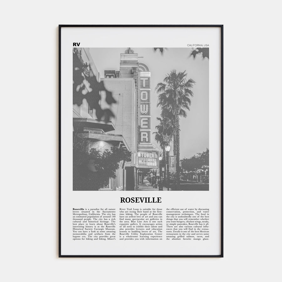 Roseville Travel B&W Poster