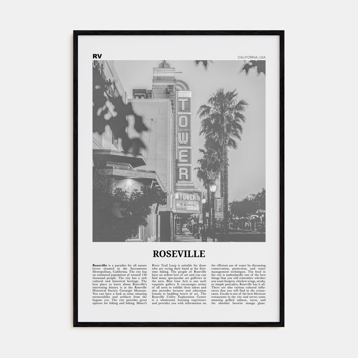 Roseville Travel B&W Poster