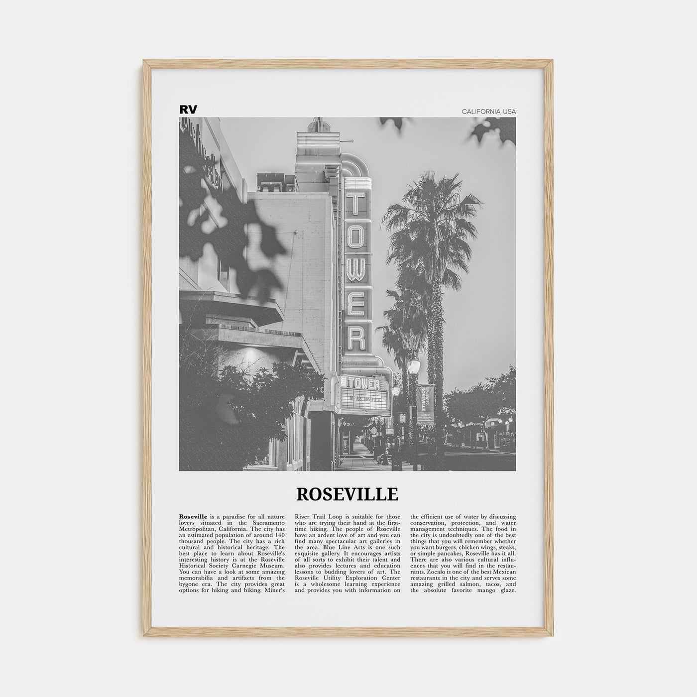 Roseville Travel B&W Poster