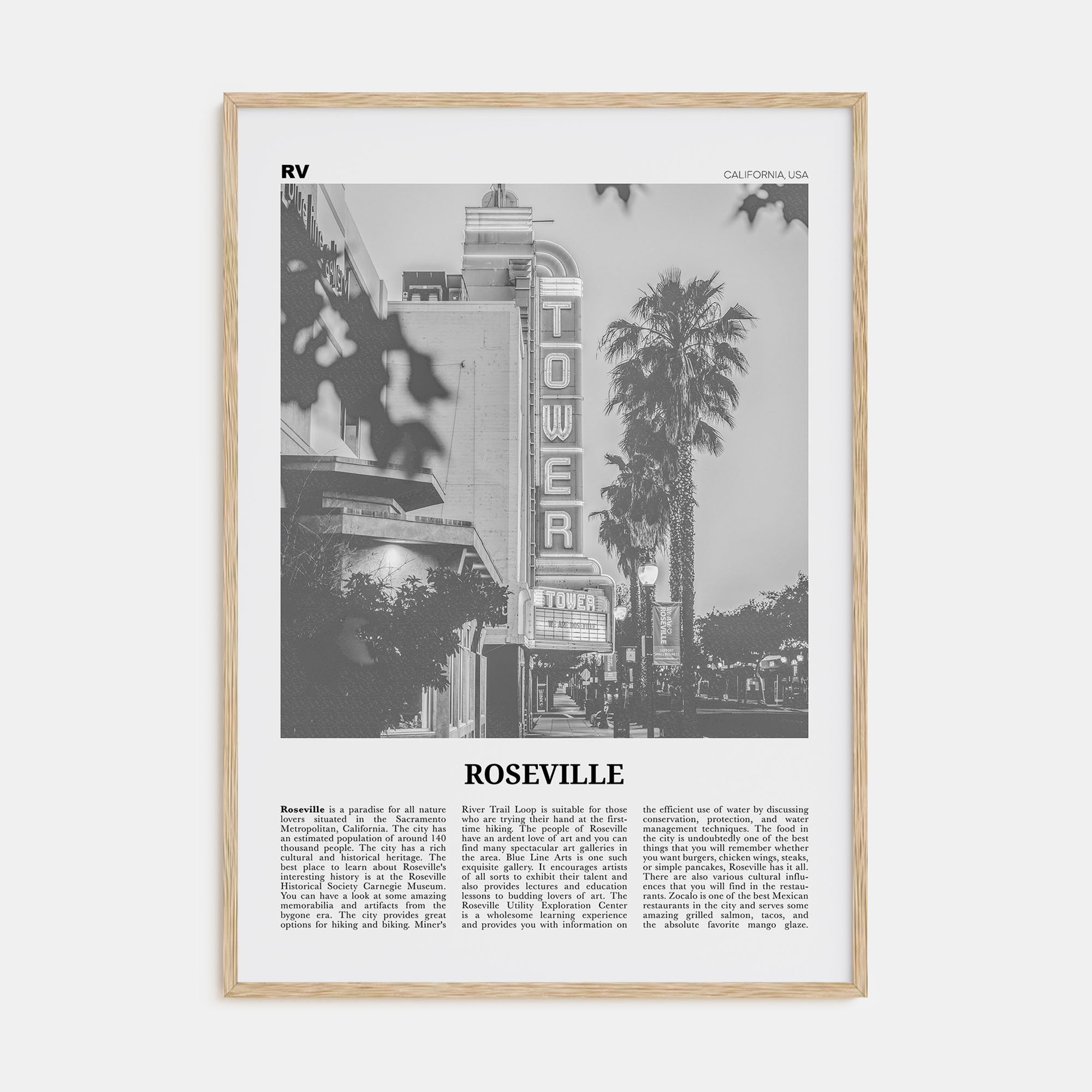 Roseville Travel B&W Poster