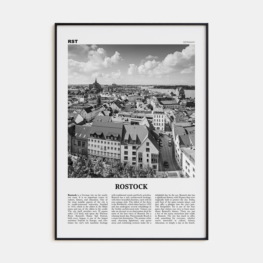 Rostock Travel B&W Poster