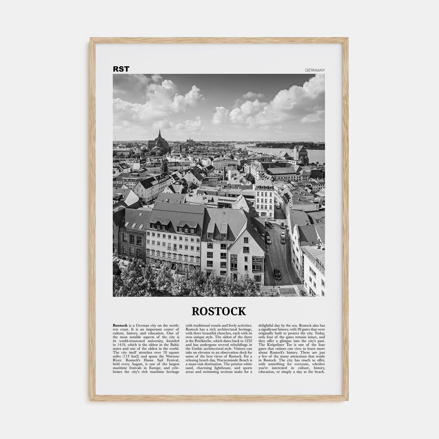 Rostock Travel B&W Poster