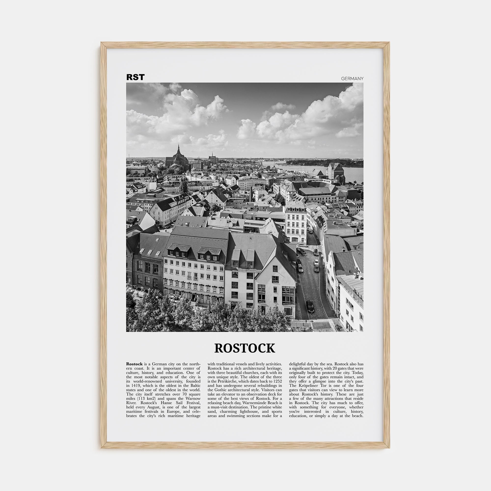 Rostock Travel B&W Poster