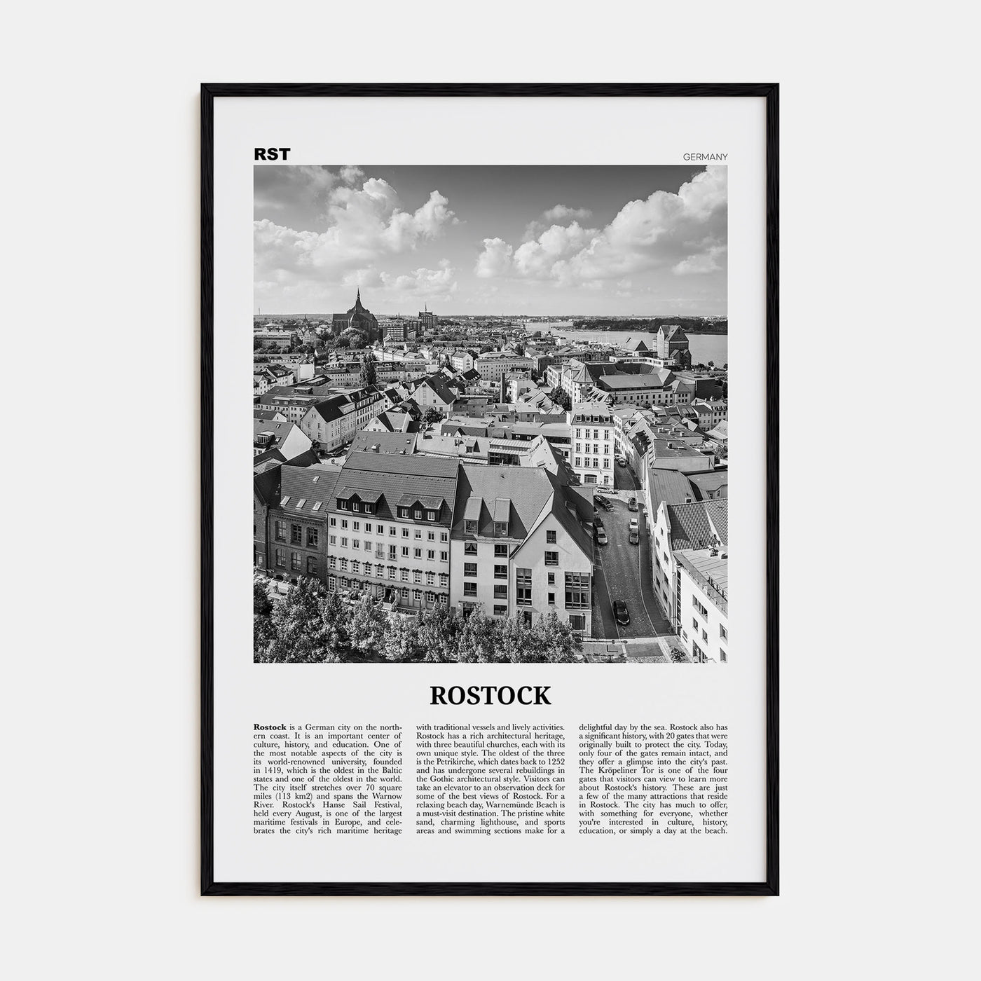 Rostock Travel B&W Poster