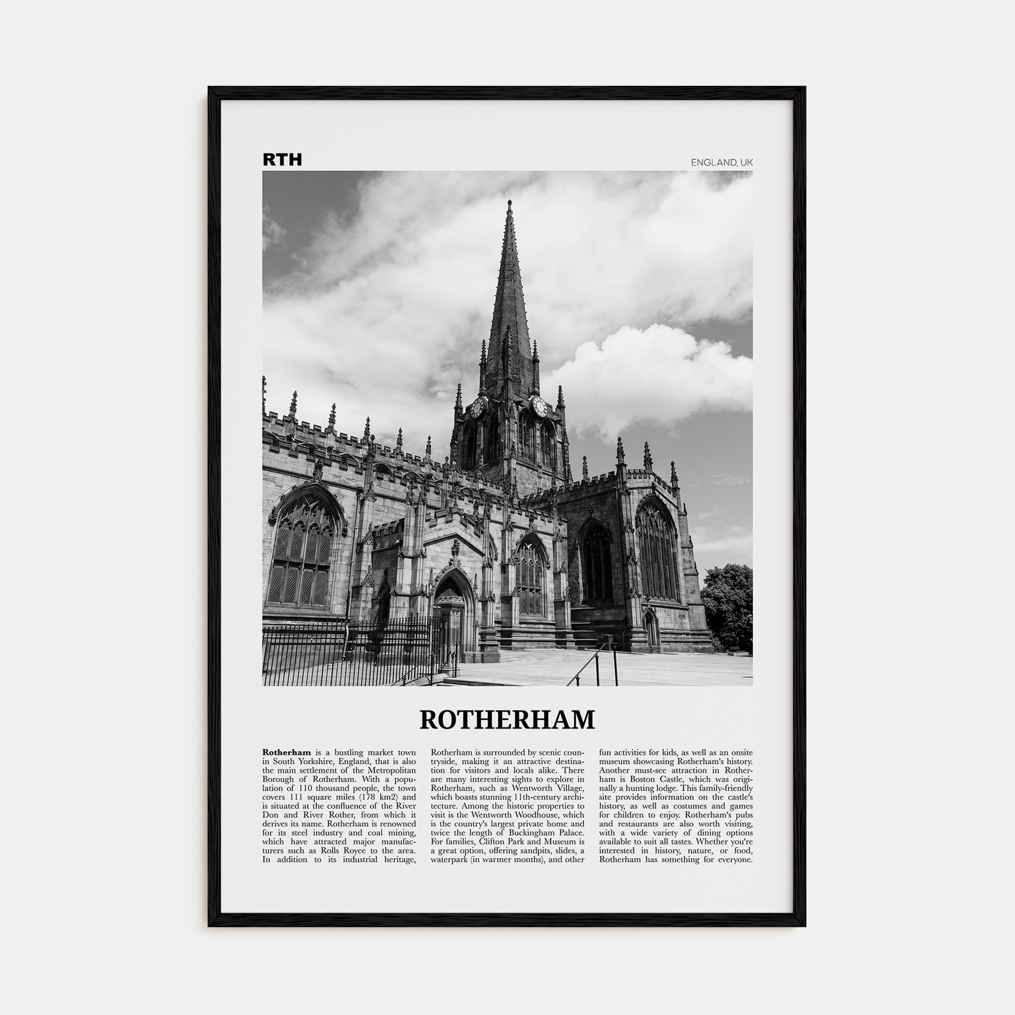Rotherham Travel B&W Poster