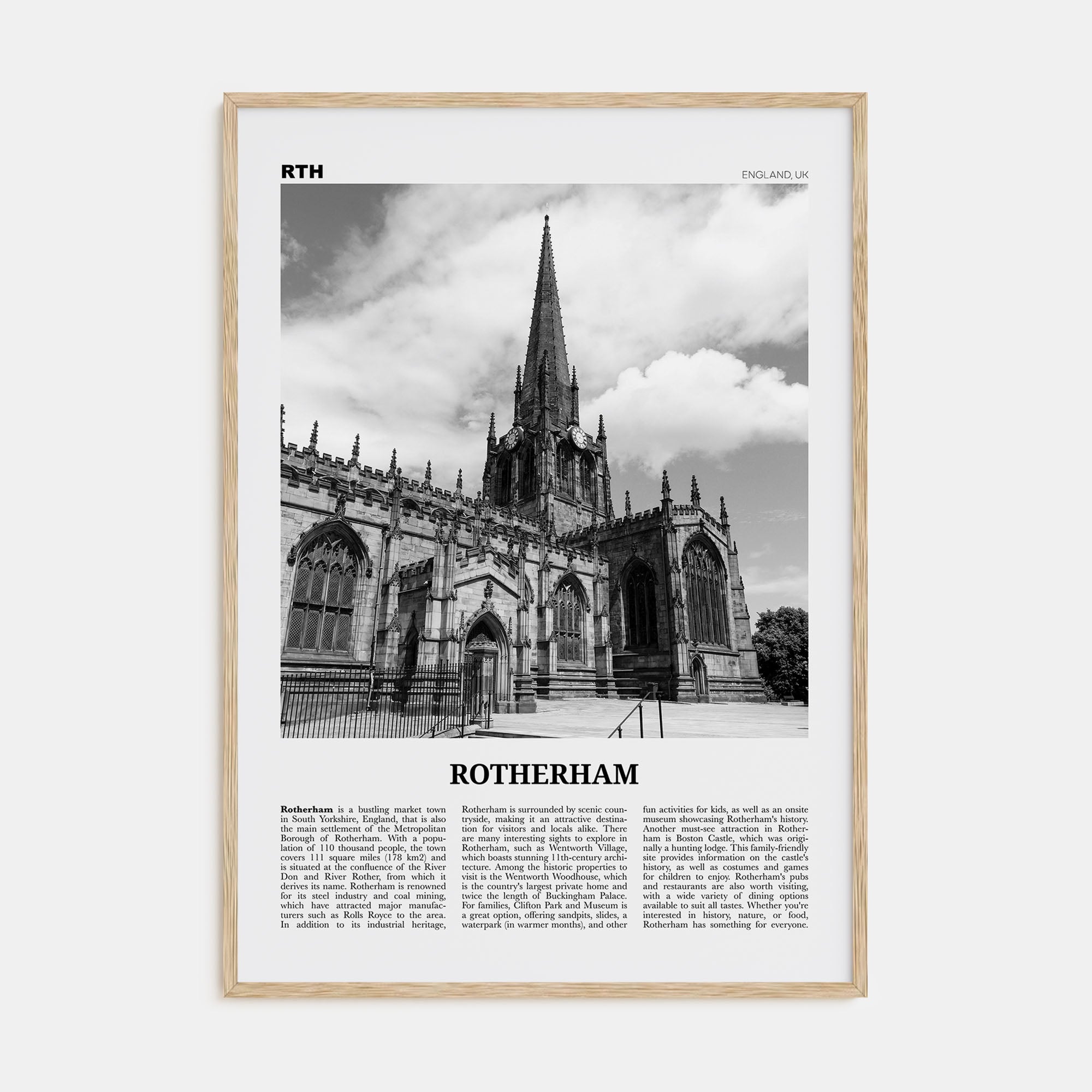 Rotherham Travel B&W Poster