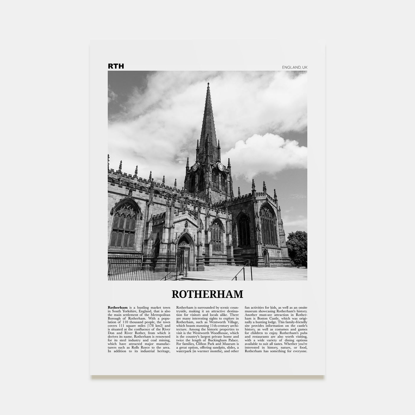 Rotherham Travel B&W Poster