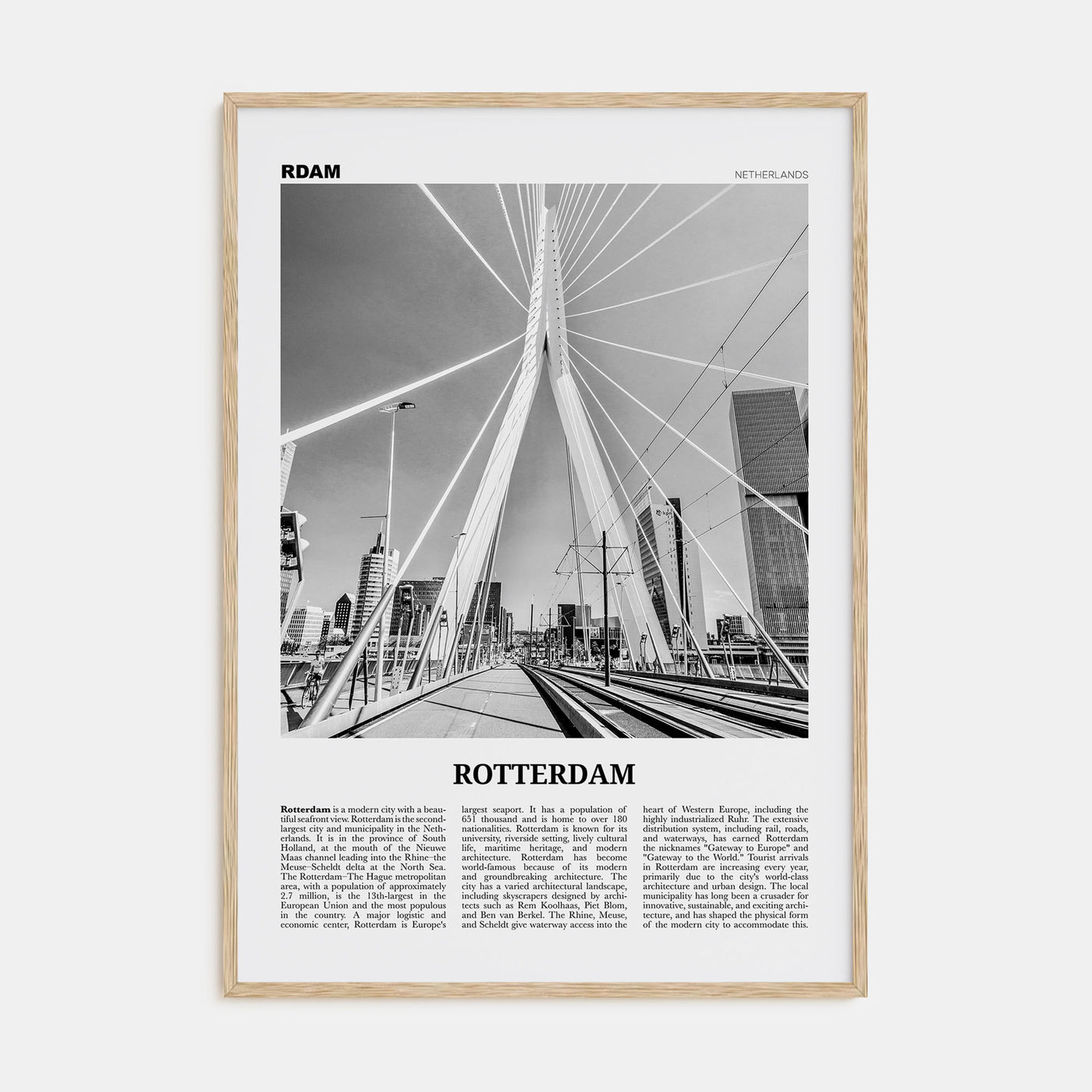 Rotterdam Travel B&W No 1 Poster