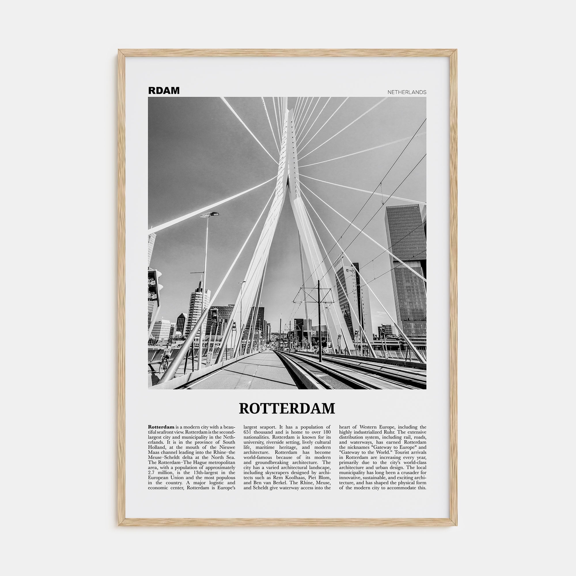 Rotterdam Travel B&W No 1 Poster