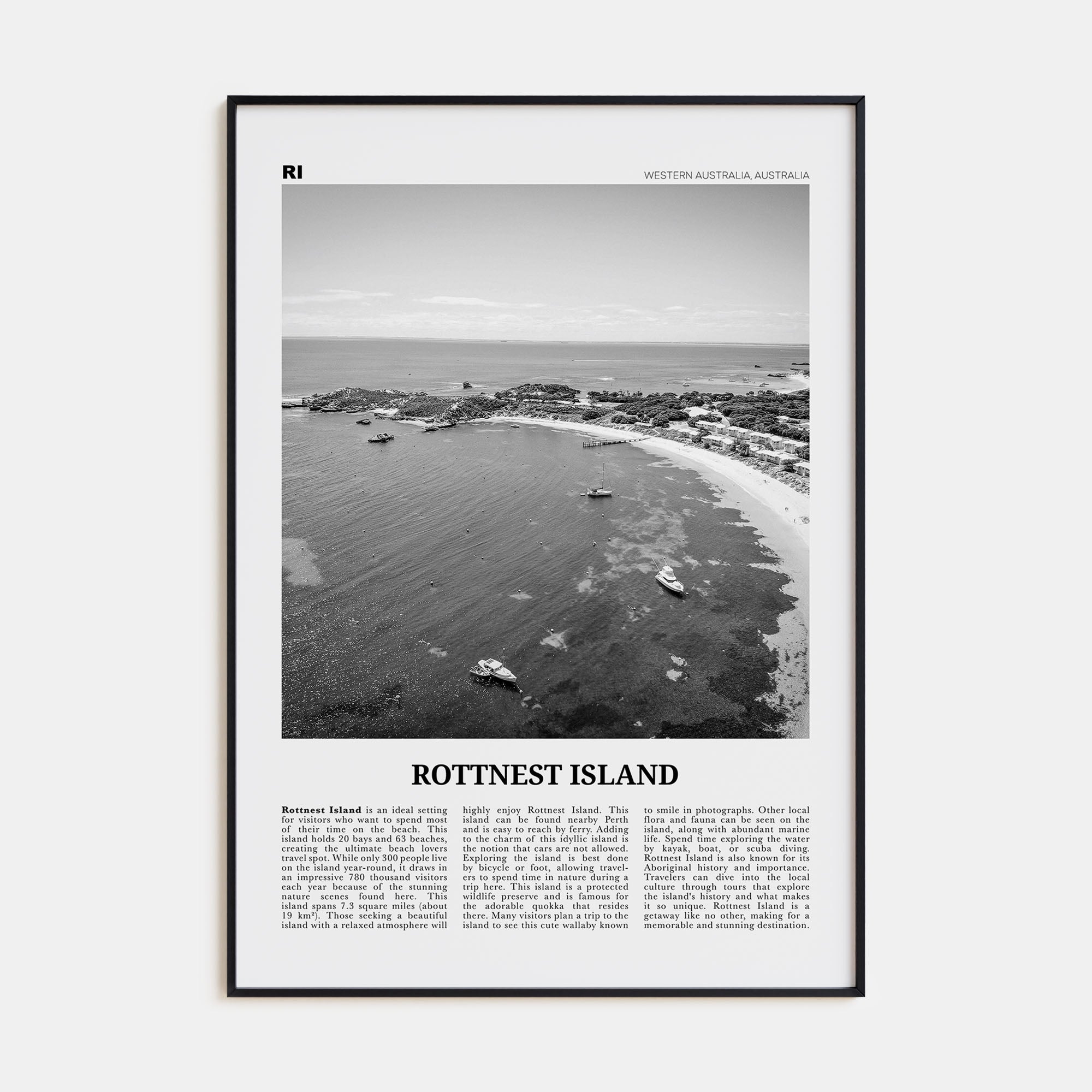 Rottnest Island Travel B&W Poster
