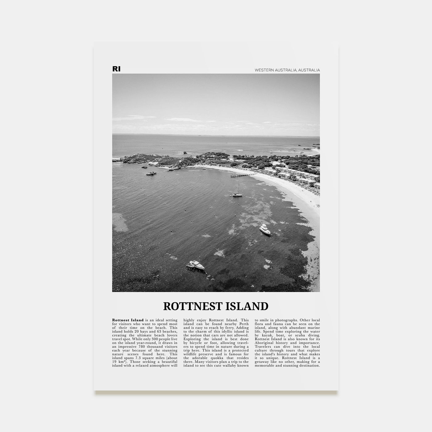 Rottnest Island Travel B&W Poster