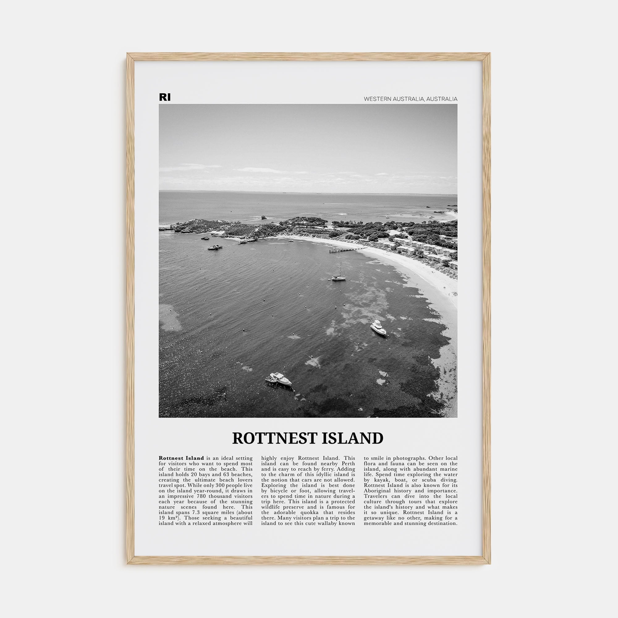 Rottnest Island Travel B&W Poster