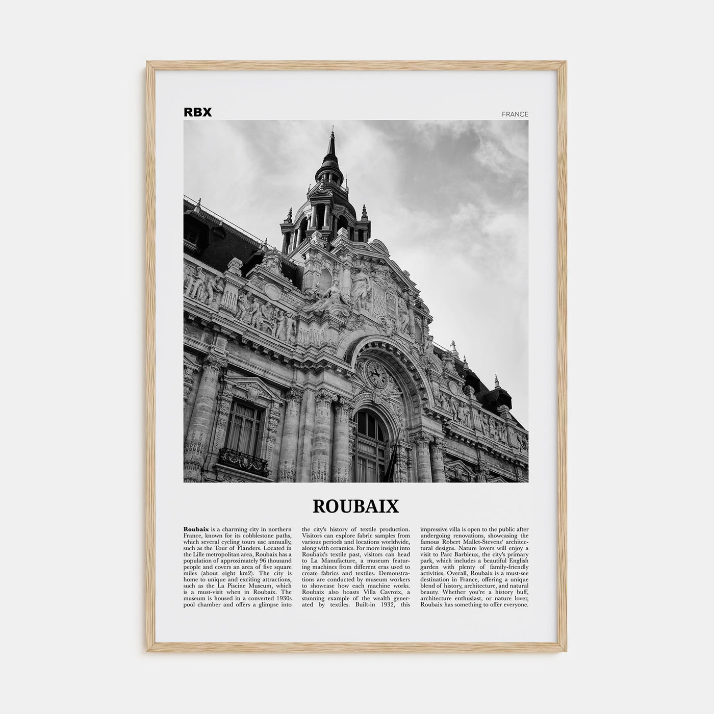 Roubaix Travel B&W Poster