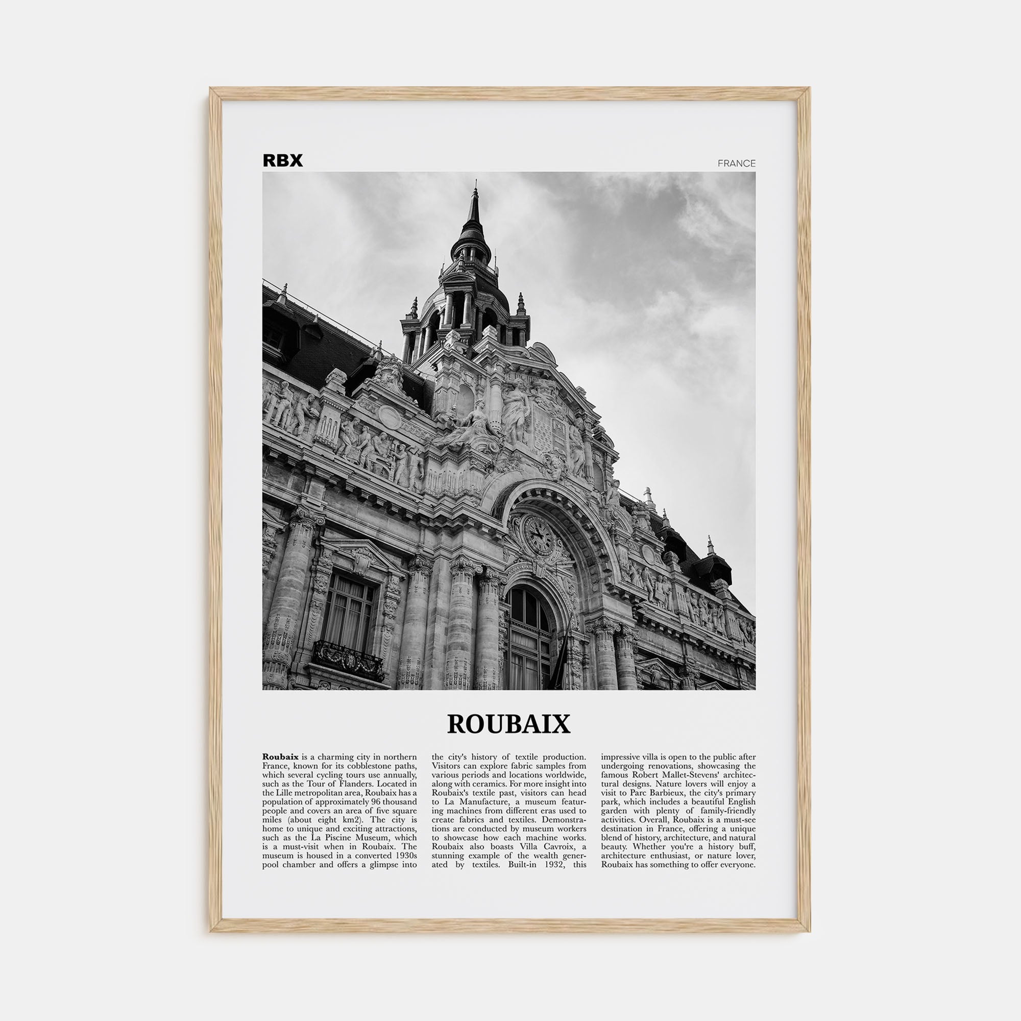 Roubaix Travel B&W Poster