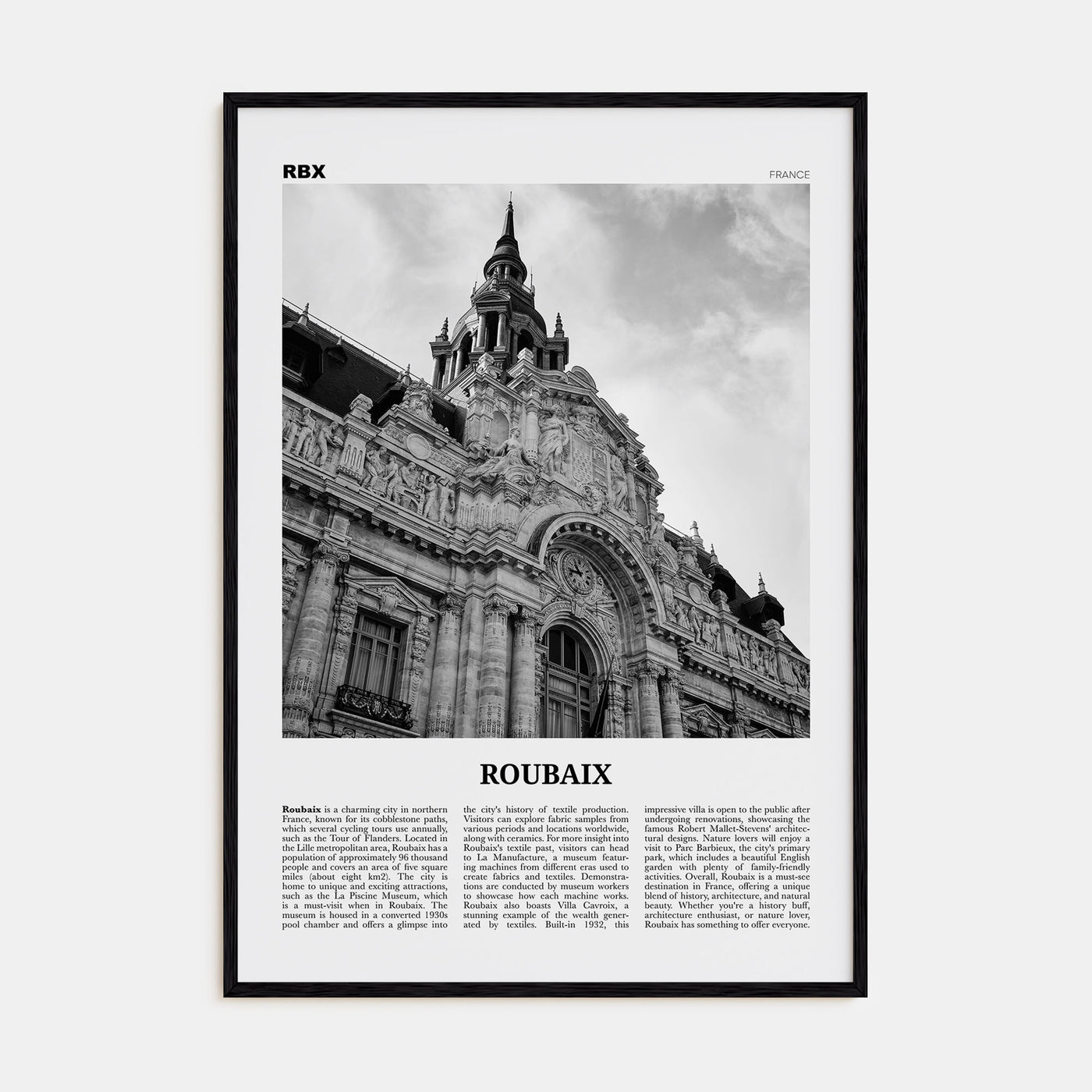 Roubaix Travel B&W Poster