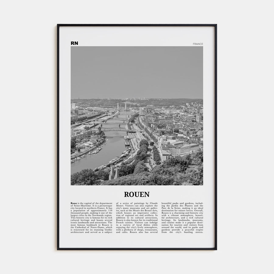 Rouen Travel B&W Poster