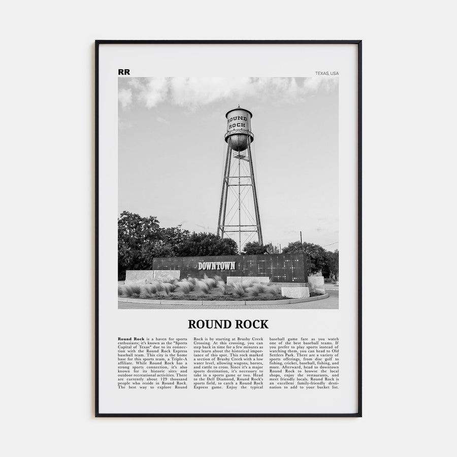 Round Rock Travel B&W Poster