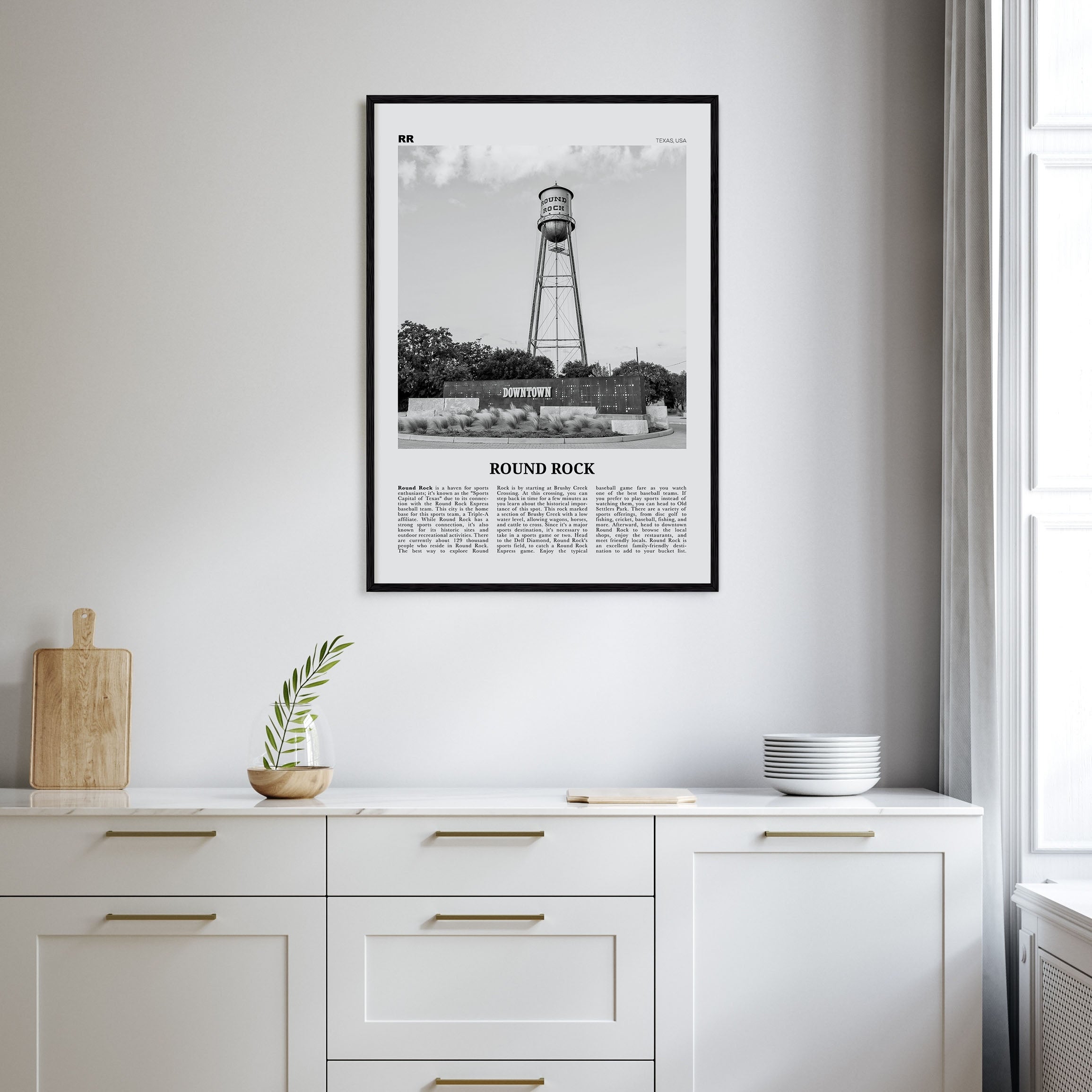 Round Rock Travel B&W Poster