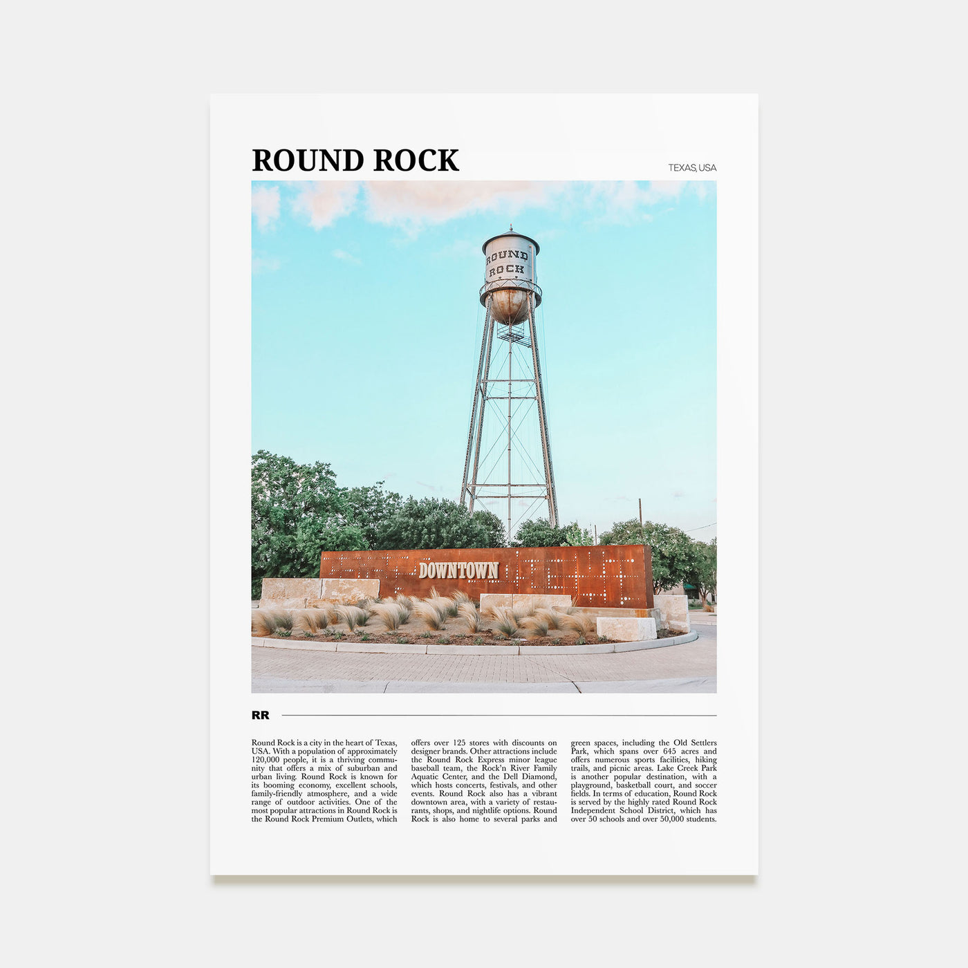 Round Rock Travel Color Poster