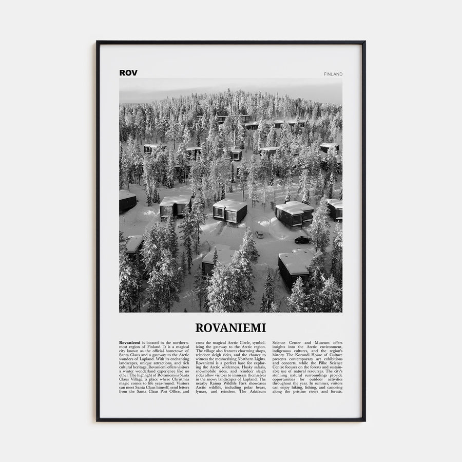 Rovaniemi Travel B&W Poster