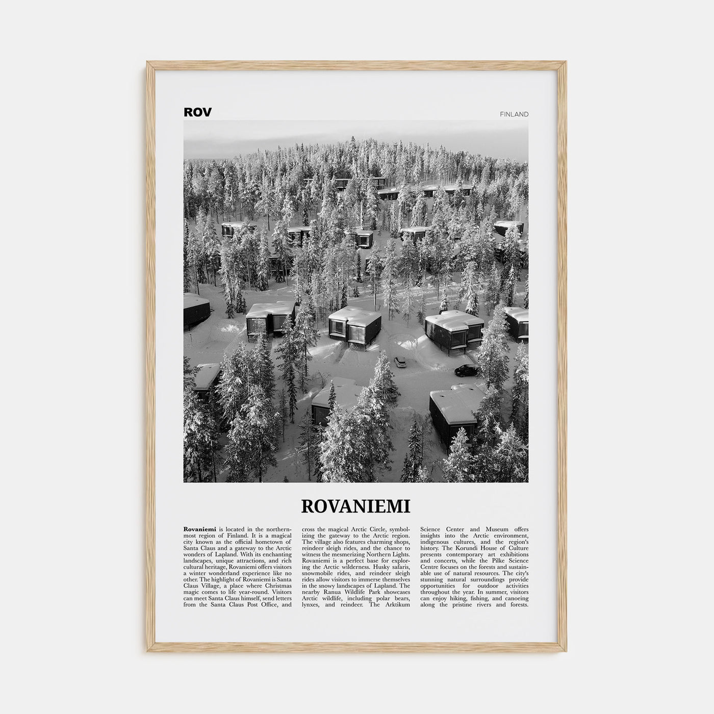 Rovaniemi Travel B&W Poster
