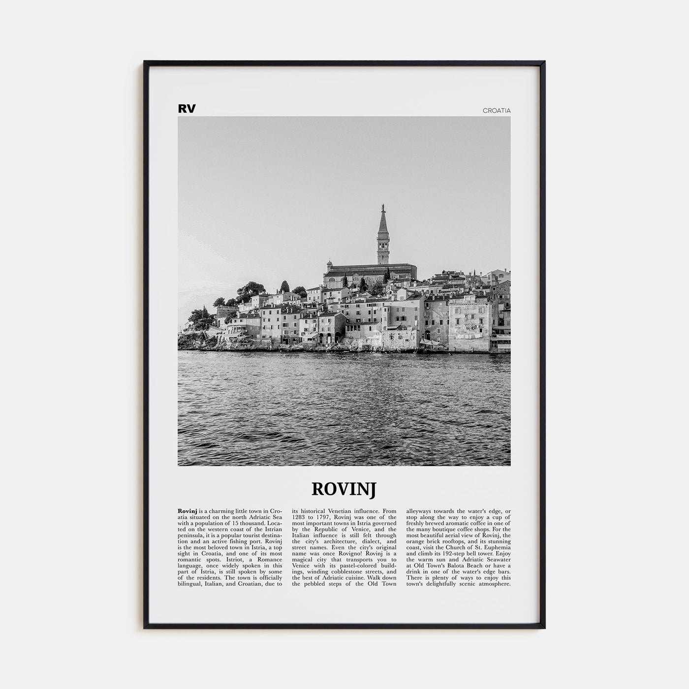 Rovinj Travel B&W Poster