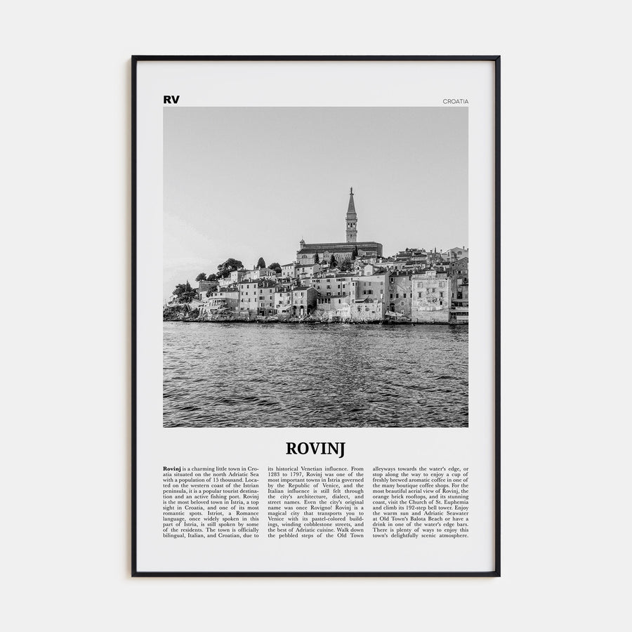 Rovinj Travel B&W Poster