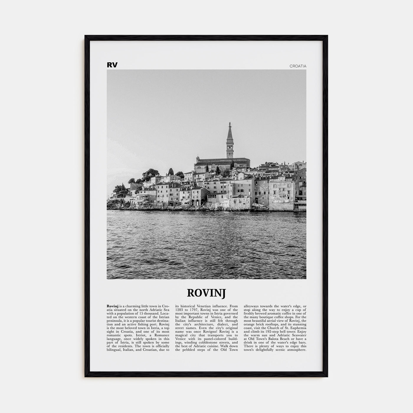 Rovinj Travel B&W Poster