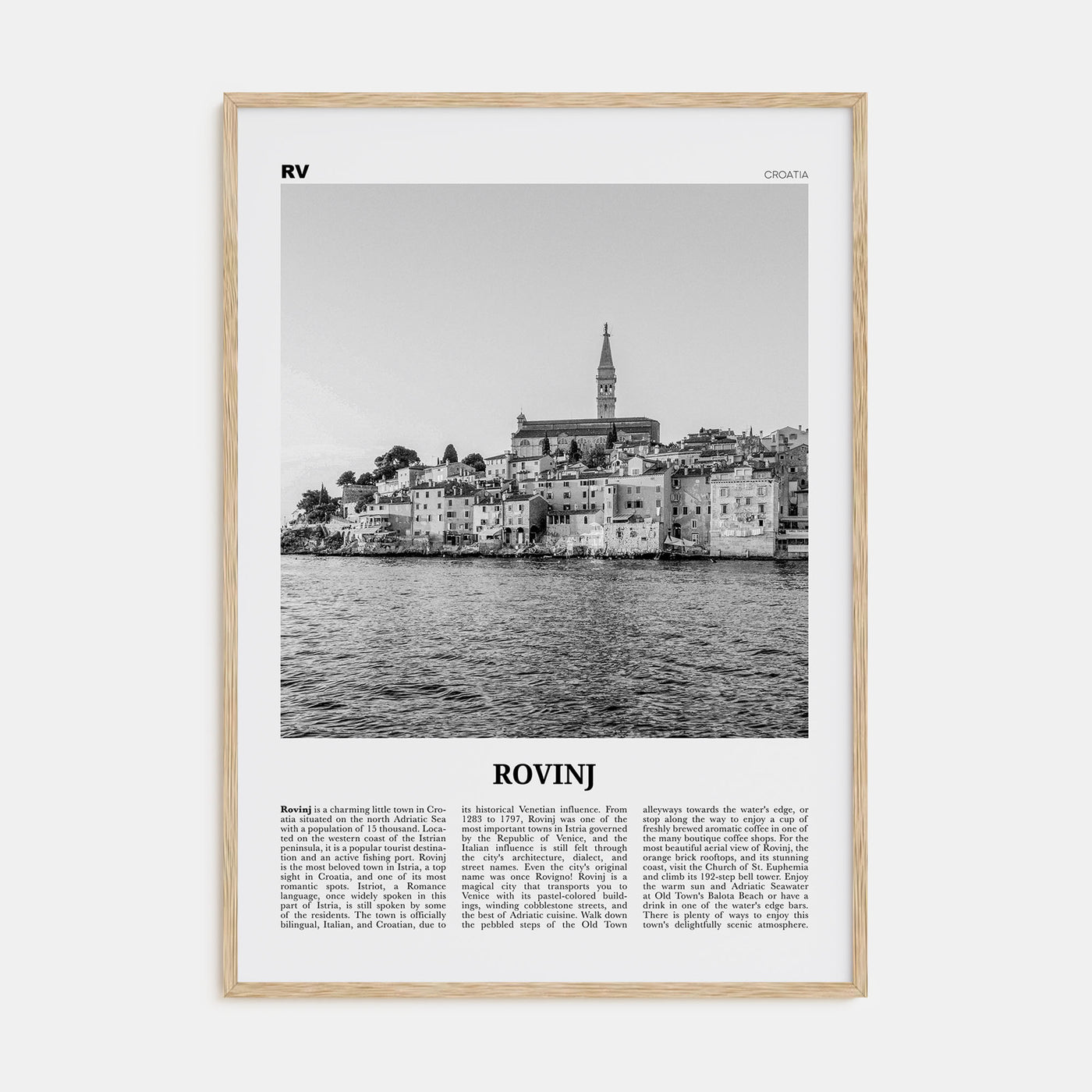 Rovinj Travel B&W Poster