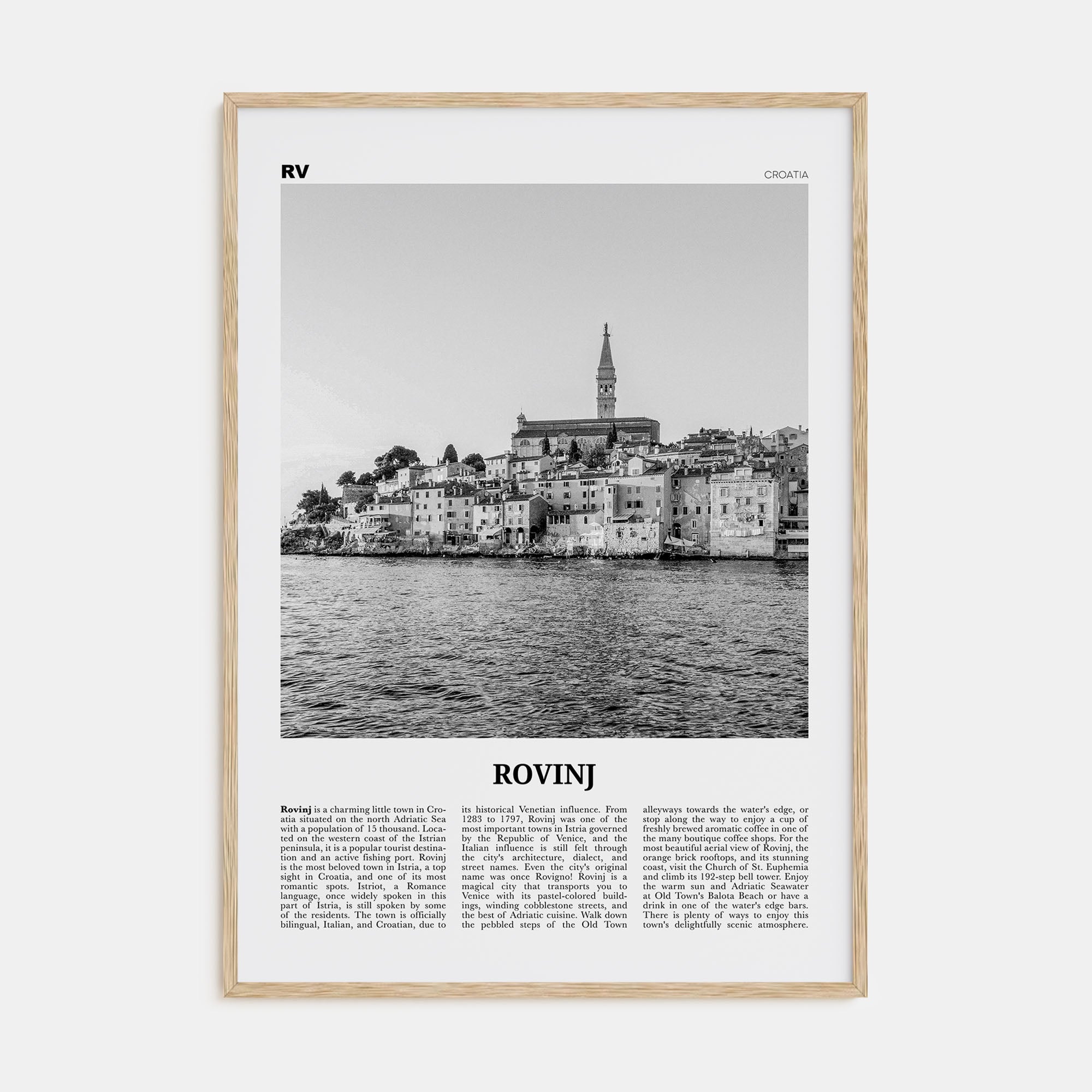 Rovinj Travel B&W Poster