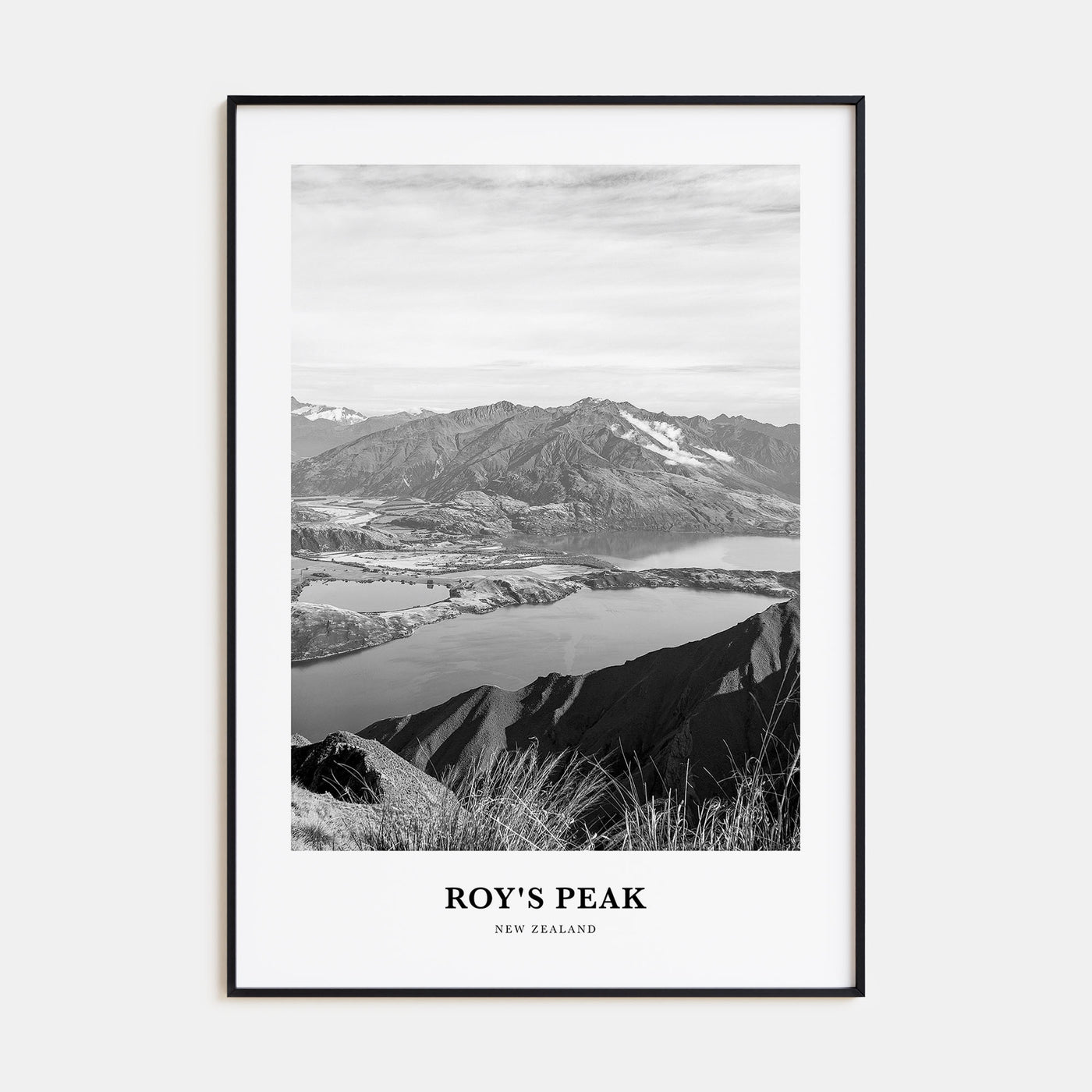 Roy's Peak Portrait B&W Poster