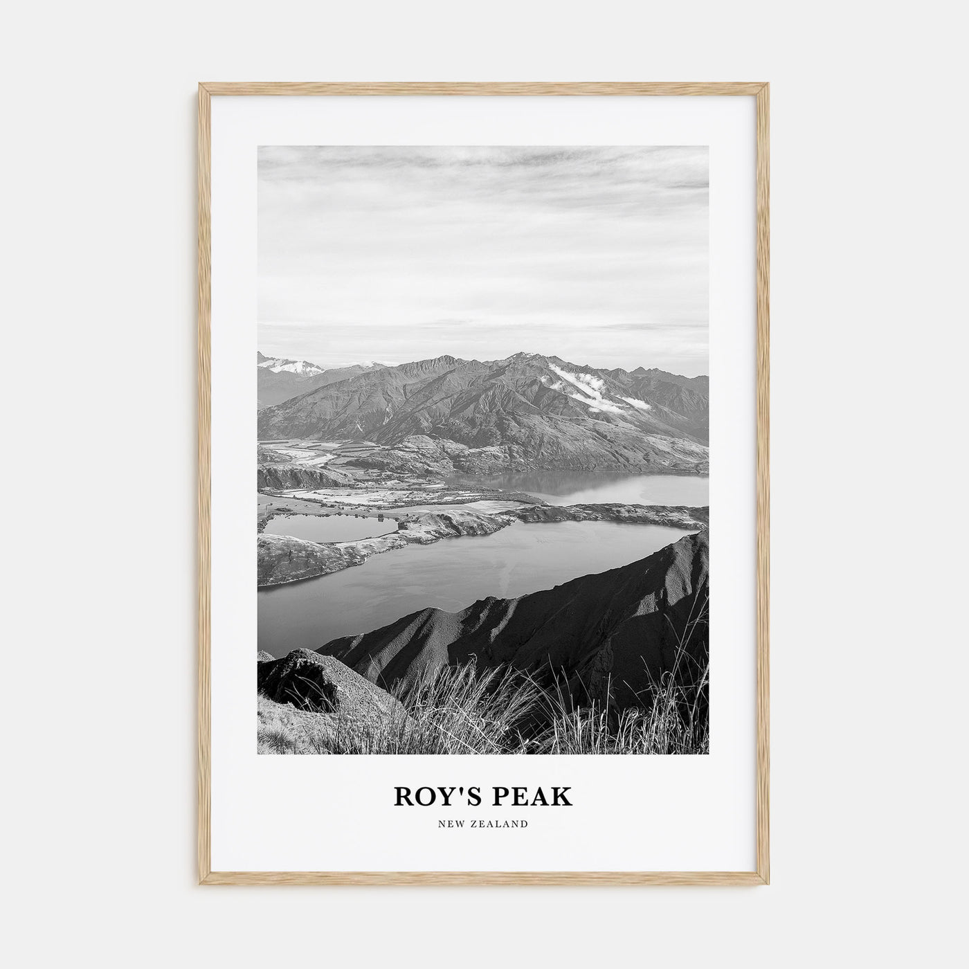 Roy's Peak Portrait B&W Poster