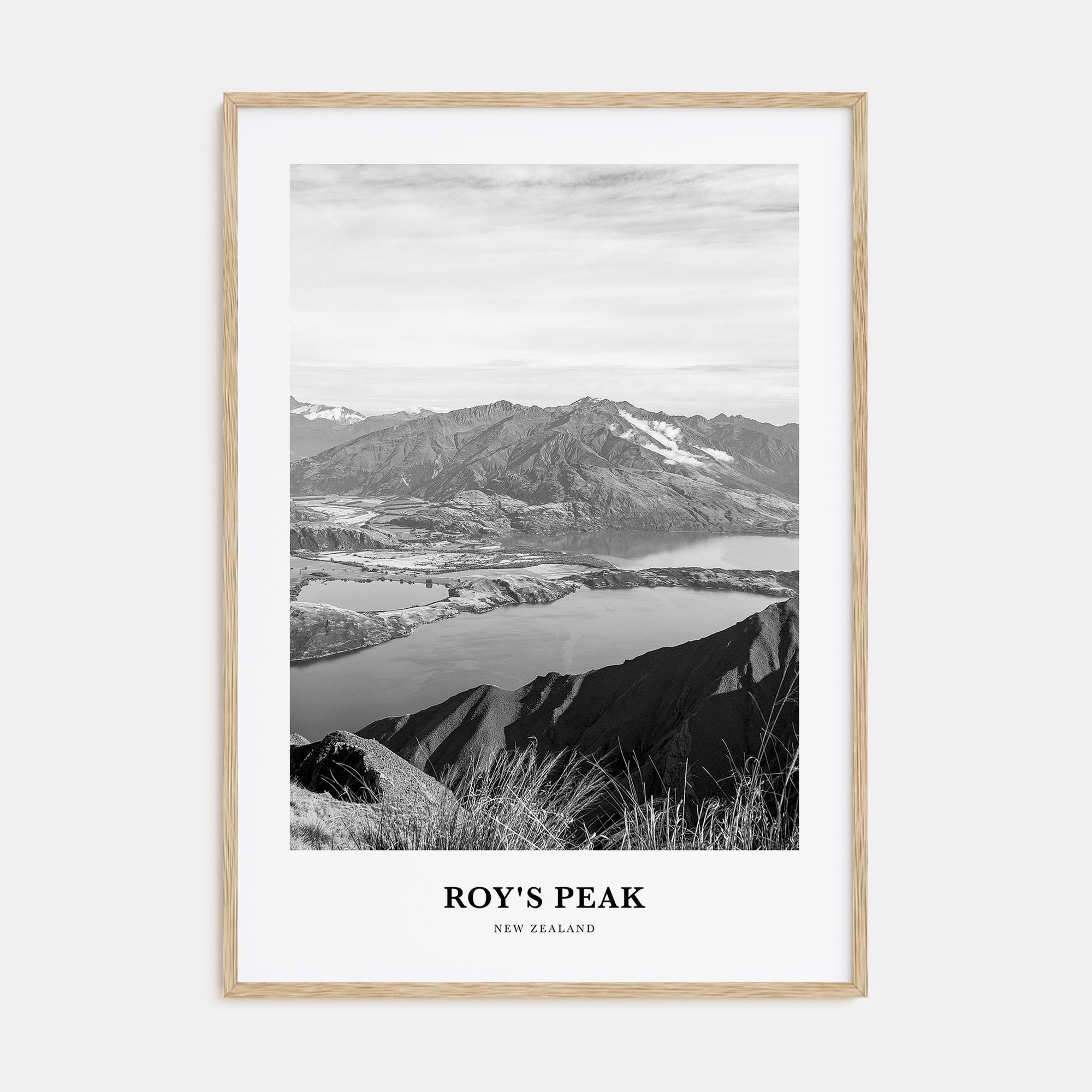 Roy's Peak Portrait B&W Poster
