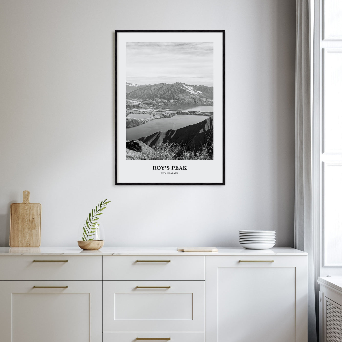 Roy's Peak Portrait B&W Poster