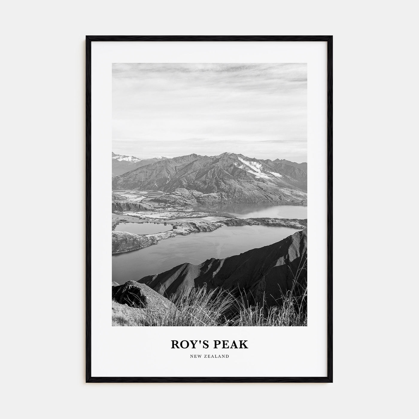 Roy's Peak Portrait B&W Poster
