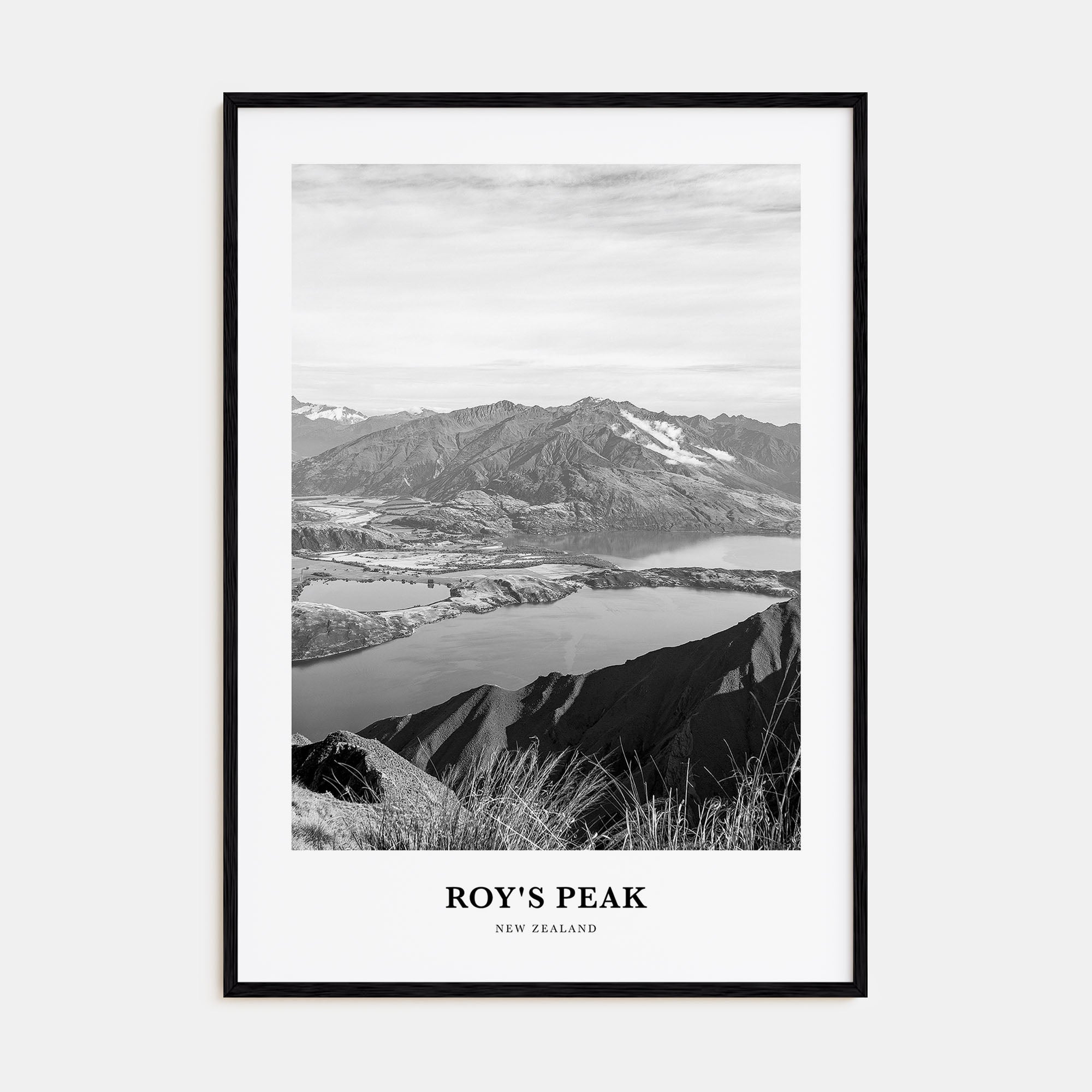 Roy's Peak Portrait B&W Poster