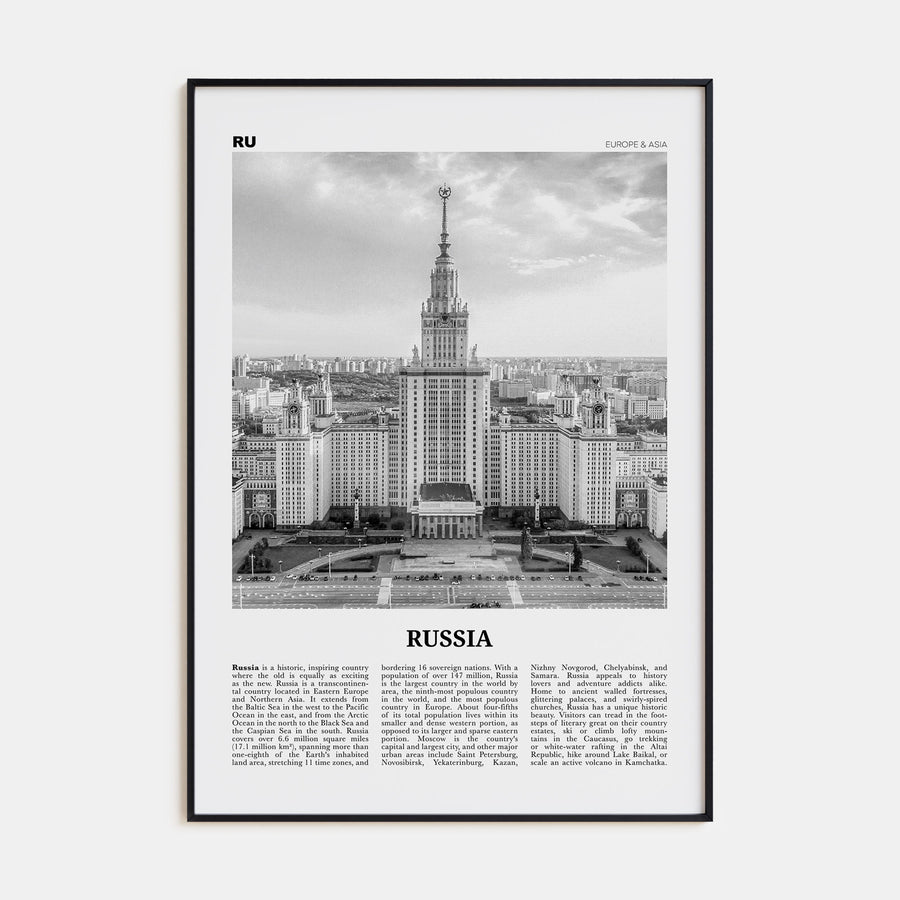 Russia Travel B&W Poster