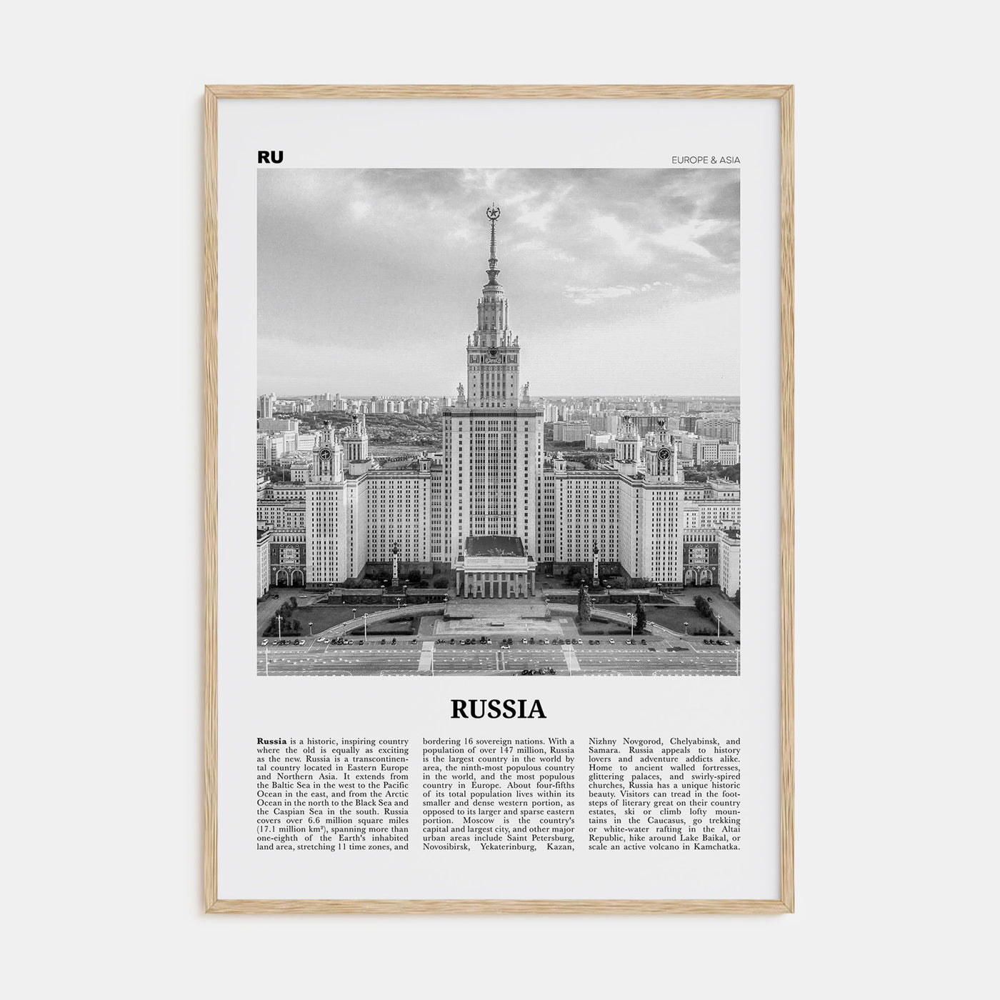 Russia Travel B&W Poster