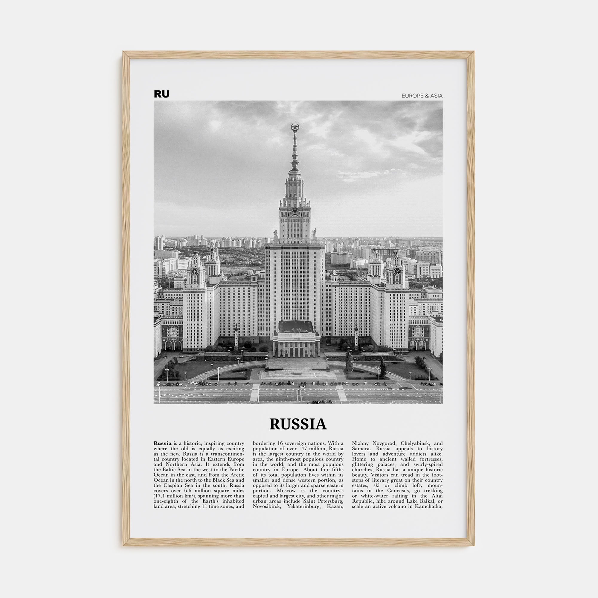 Russia Travel B&W Poster
