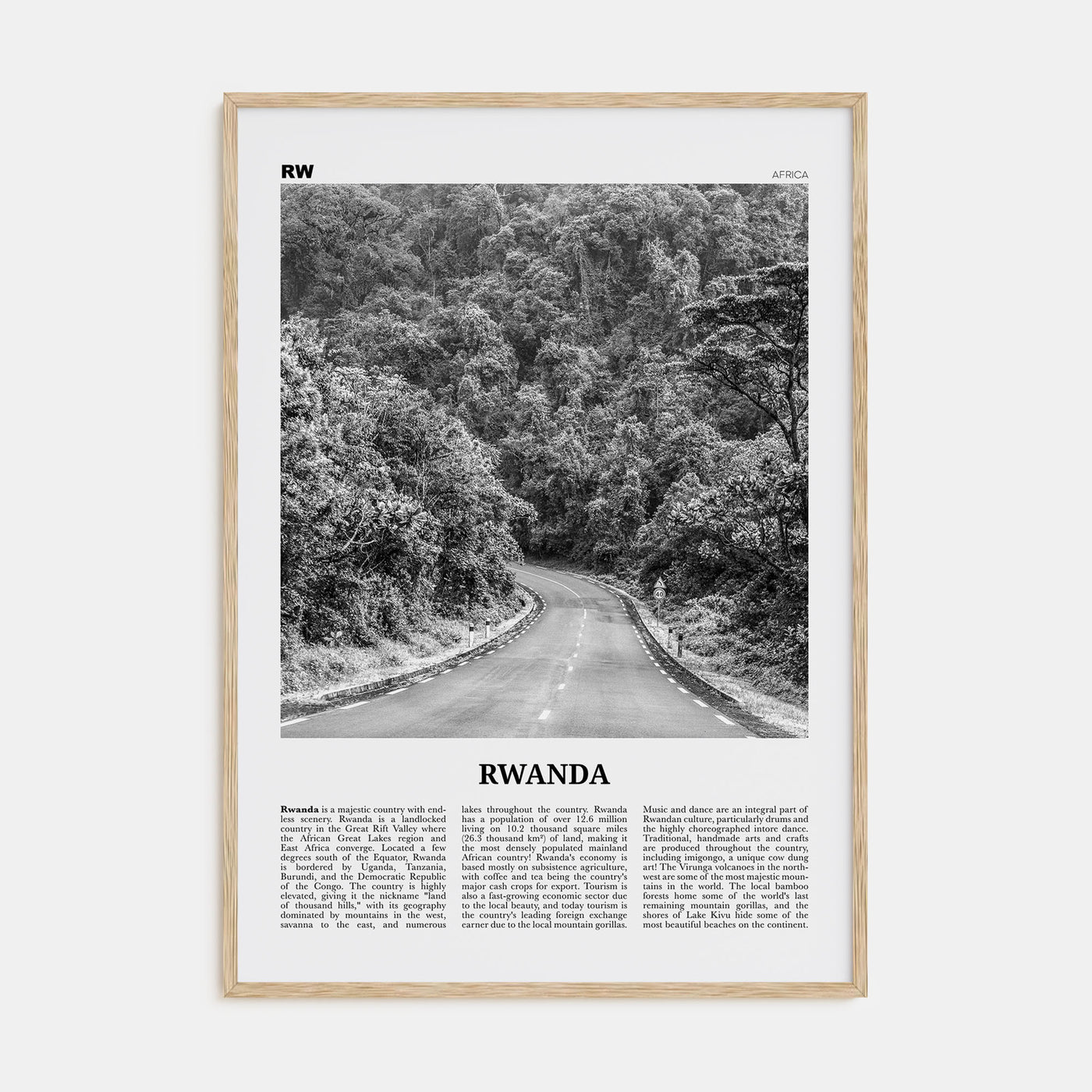 Rwanda Travel B&W Poster