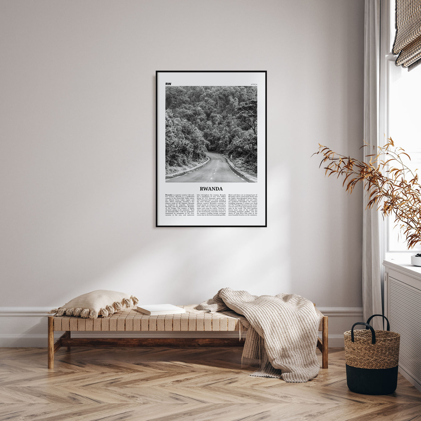 Rwanda Travel B&W Poster