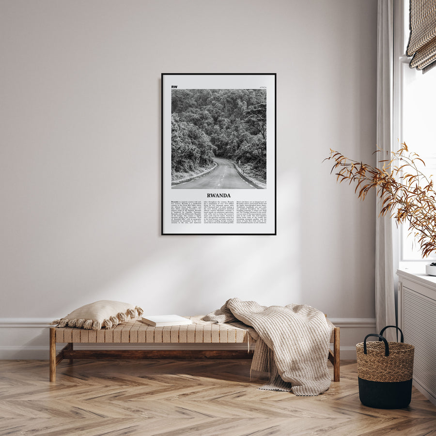Rwanda Travel B&W Poster