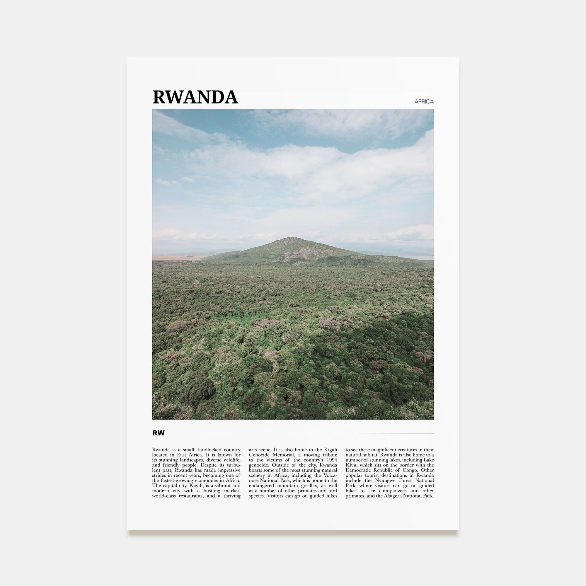 Rwanda Travel Color Poster