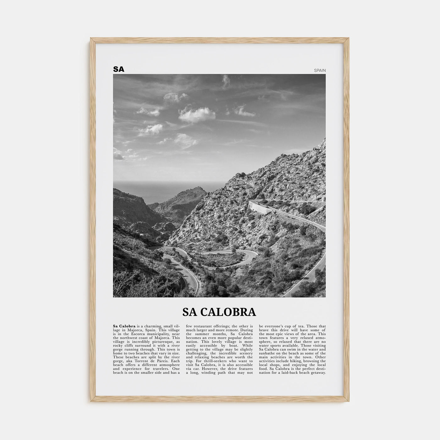 Sa Calobra Travel B&W Poster